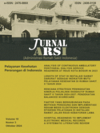 Jurnal Nasional ARS : JURNAL ARSI (Administrasi Rumah Sakit Indonesia) Volume 10 Nomor 3 Oktober 2024