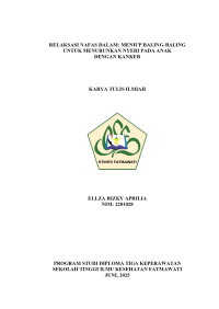Image of KTI Anak : RELAKSASI NAFAS DALAM: MENIUP BALING-BALING UNTUK MENURUNKAN NYERI PADA ANAK DENGAN KANKER